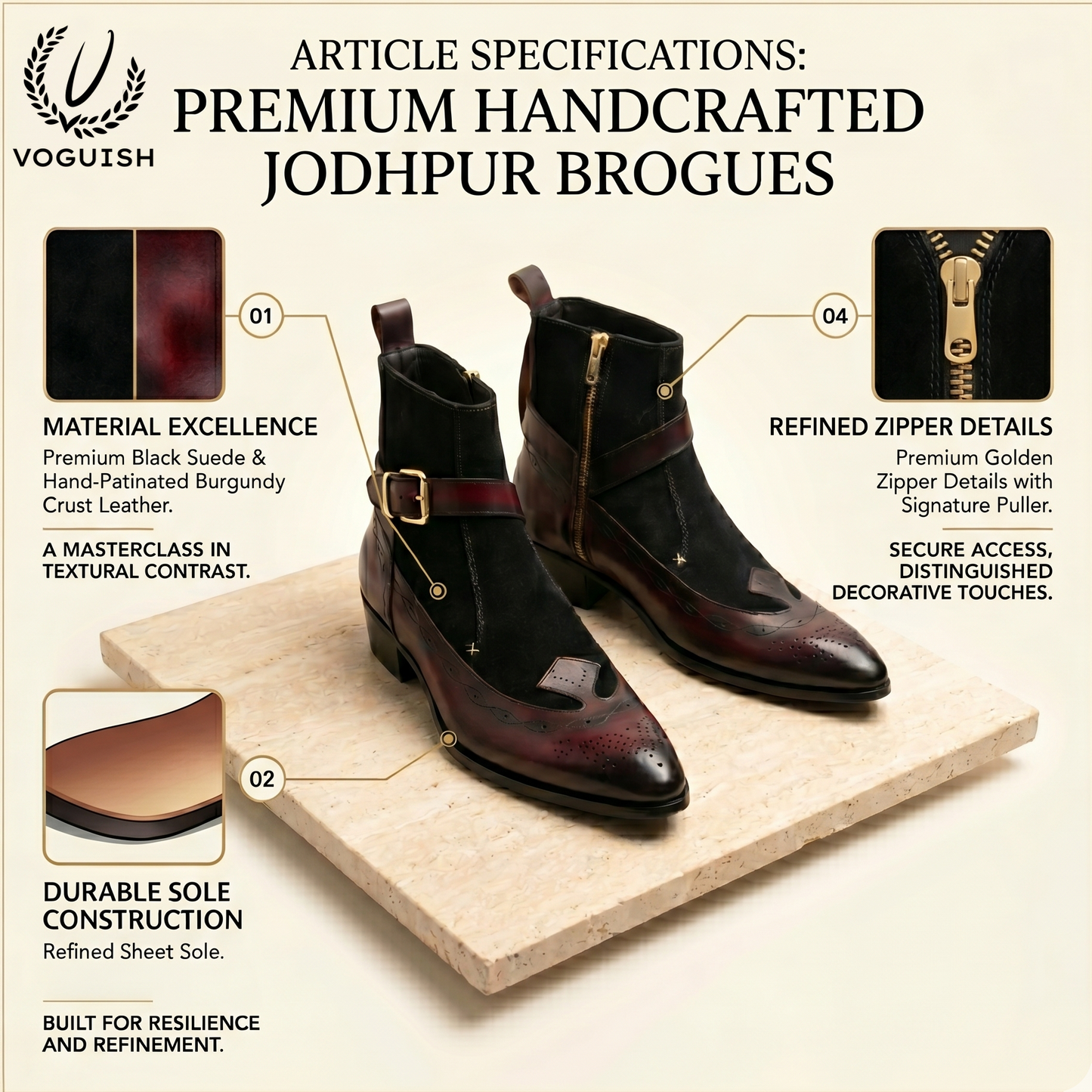 Voguish Suede & Leather Wingtip Ankle Boot -1201