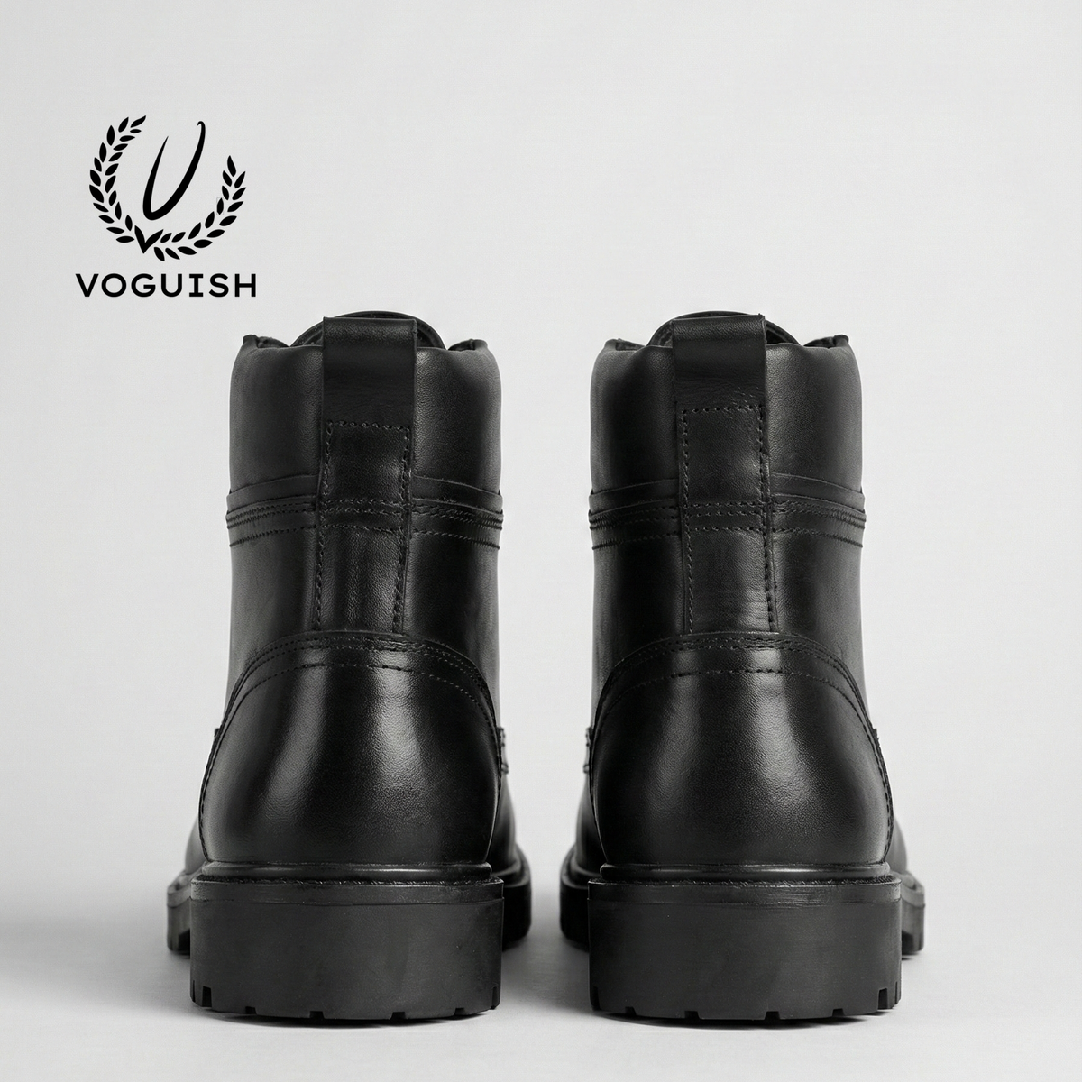Men’s Premium Black Genuine Leather Lace-Up Combat Boot -3001 - Product View