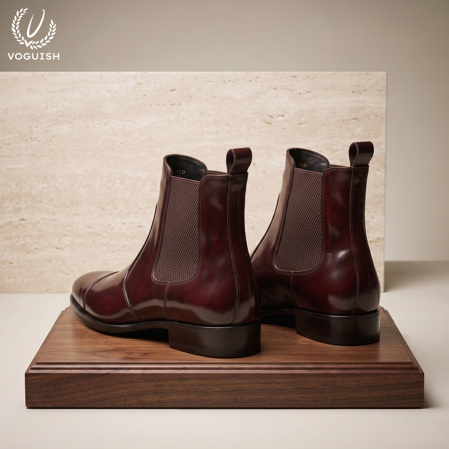 Men's Burgundy Brown Leather Chelsea Boots | Voguish -1112