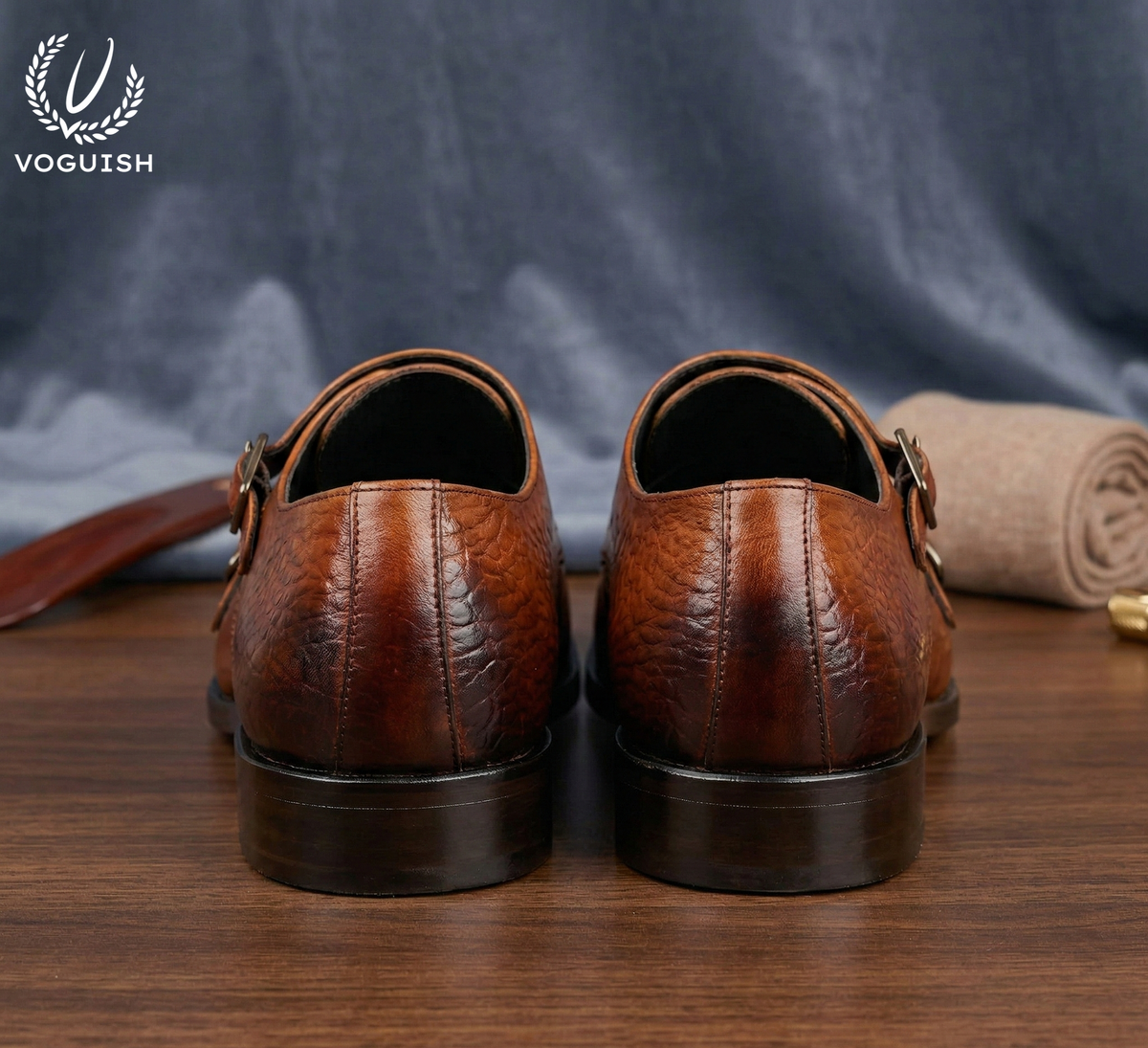 Handmade Leather Double Monk for Men - IMPERIALSTEP 033 - Product View