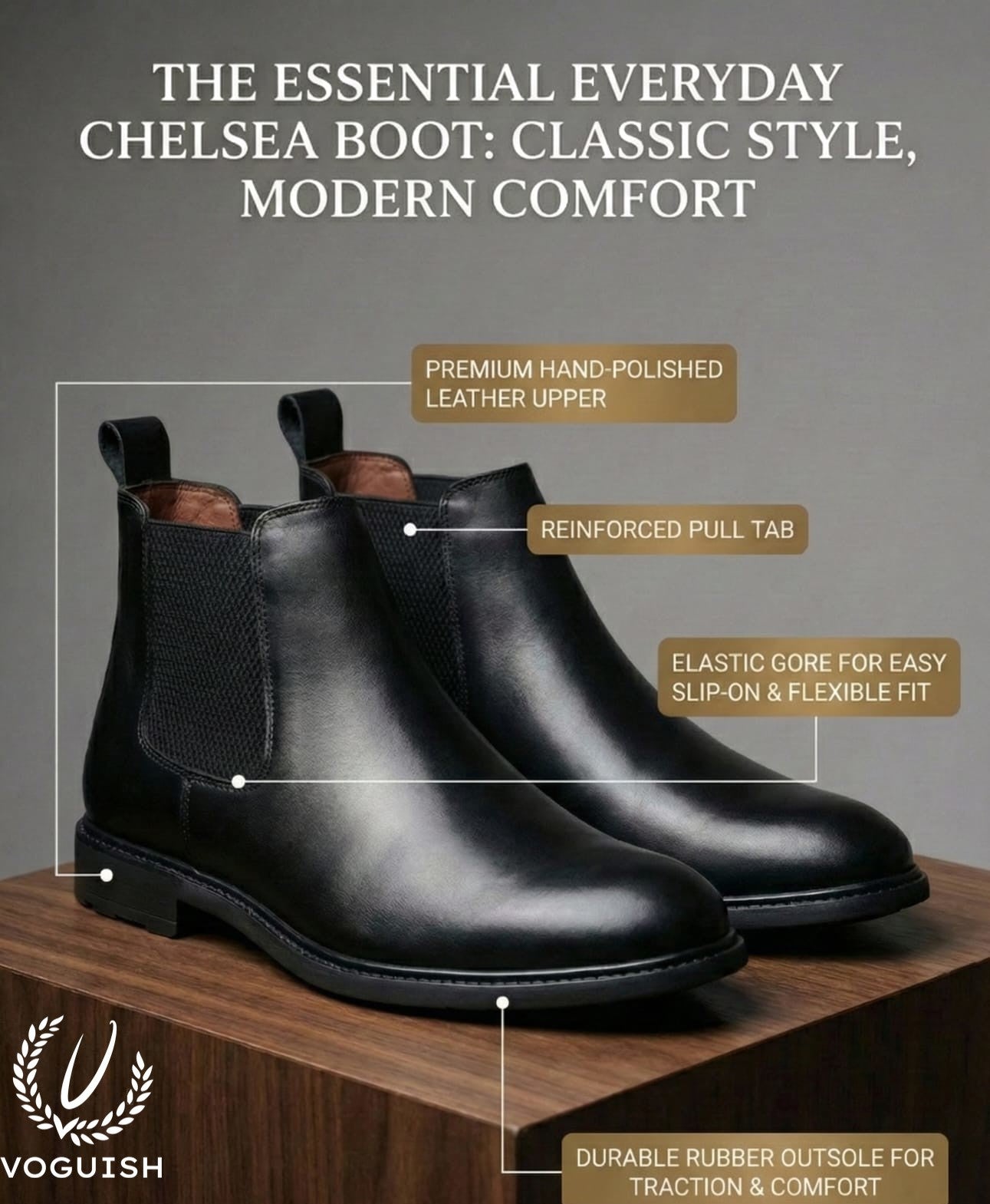 Leather Chelsea Boot for Men's - 1001 - Product View