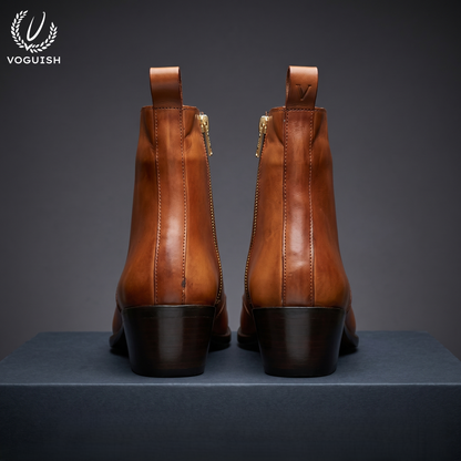 Voguish Handcrafted Italian-Style Tan Leather Boots for Men - 1152