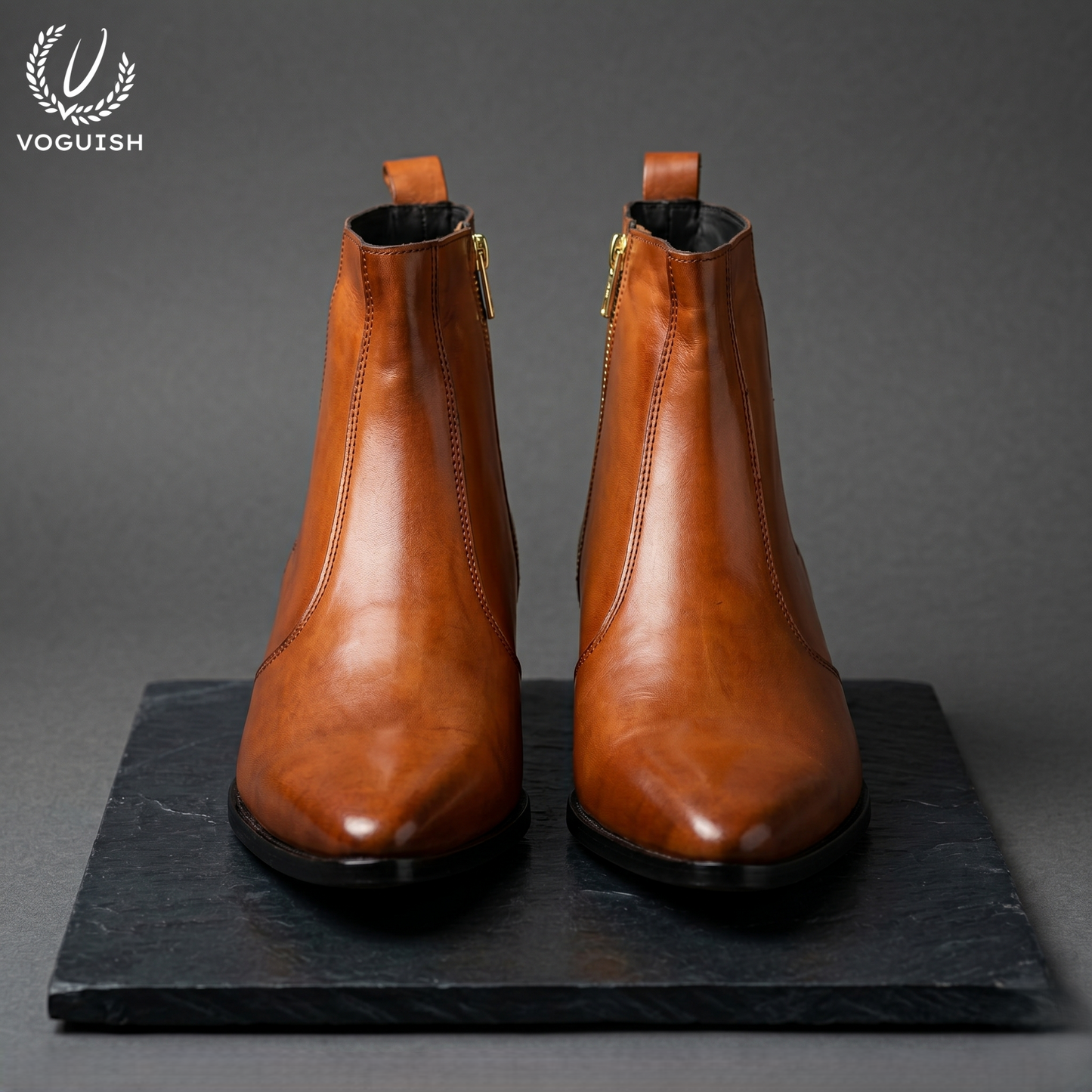 Voguish Handcrafted Italian-Style Tan Leather Boots for Men - 1152