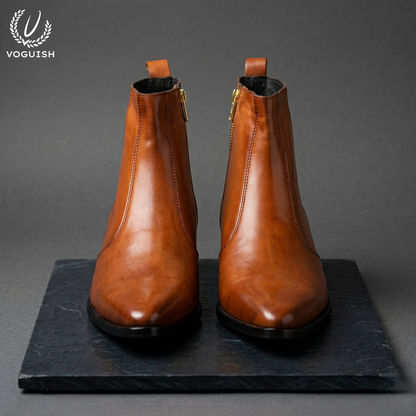 Voguish Handcrafted Italian-Style Tan Leather Boots for Men - 1152