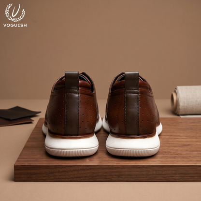 Voguish Men's Brown Full Grain Crust Leather Hybrid Dress Sneaker |-2003