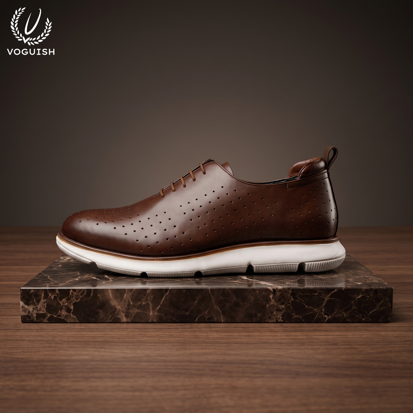 Voguish Men's Brown Full Grain Crust Leather Hybrid Dress Sneaker |-2003