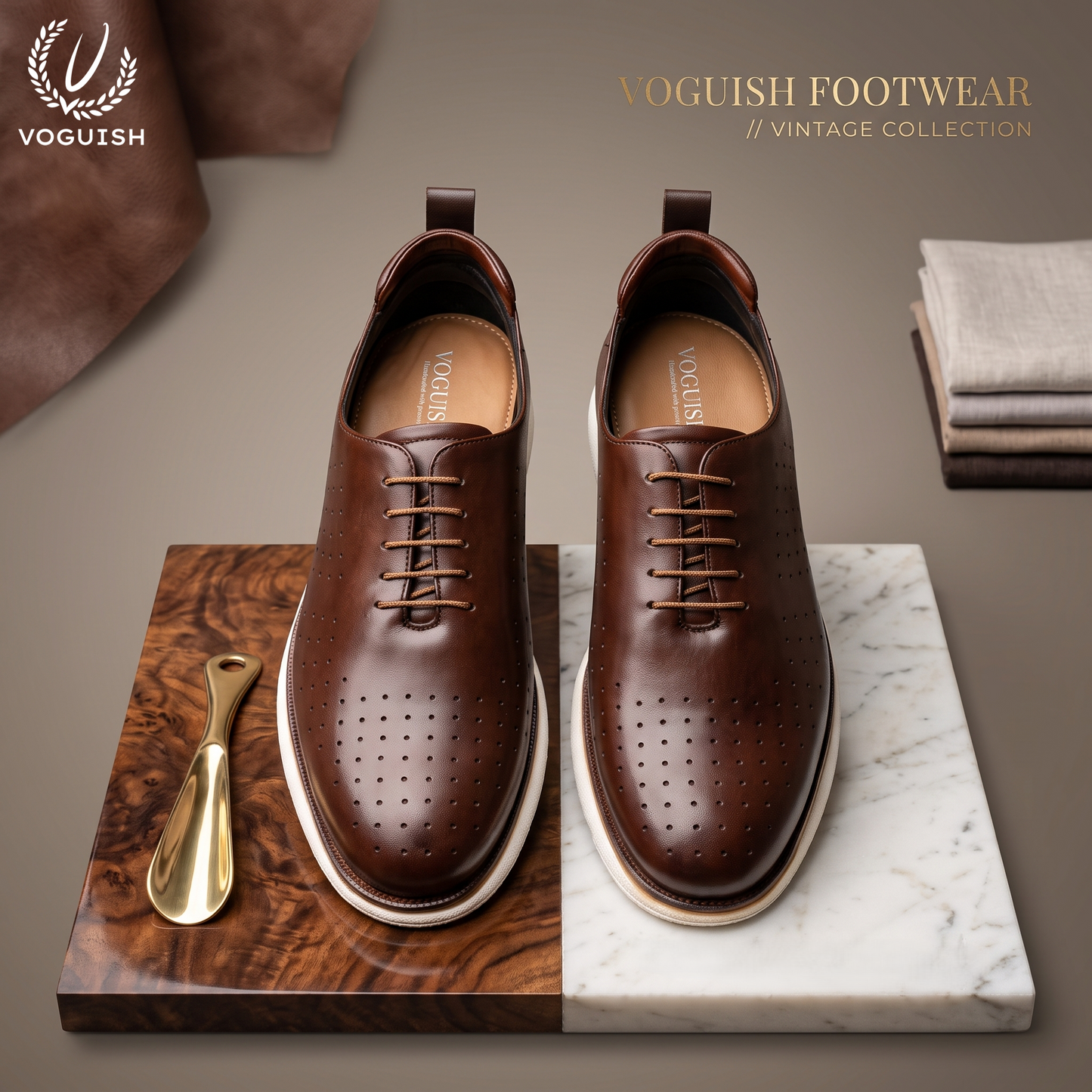 Voguish Men's Brown Full Grain Crust Leather Hybrid Dress Sneaker |-2003