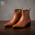 Voguish Handcrafted Italian-Style Tan Leather Boots for Men - 1152