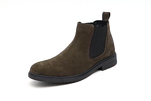 VOGUISH Men's Olive Suede Leather Chelsea Boots - Voguish