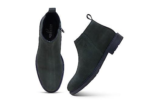 VOGUISH Green Suede Leather Hiking Boots for Men - Voguish