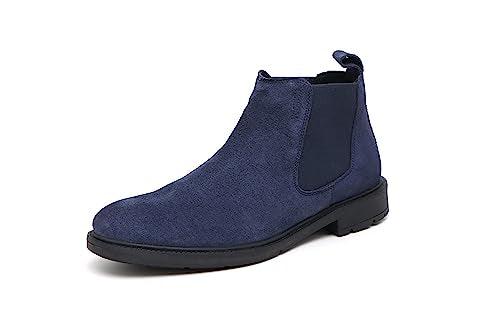 VOGUISH Blue Suede Leather Chelsea Boots For Men - Voguish