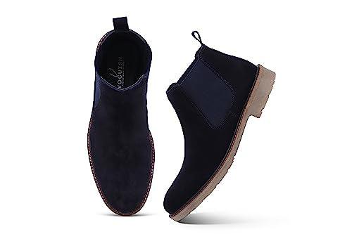 VOGUISH Black Suede Leather Chelsea Boots For Men - Voguish