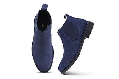 VOGUISH Blue Suede Leather Chelsea Boots For Men - Voguish