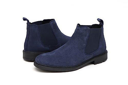 VOGUISH Blue Suede Leather Chelsea Boots For Men - Voguish