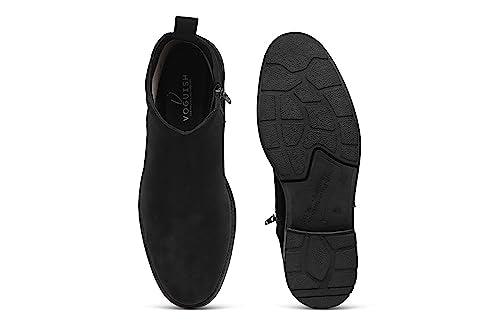 VOGUISH Black Suede Leather Chelsea Boots for Men - Voguish