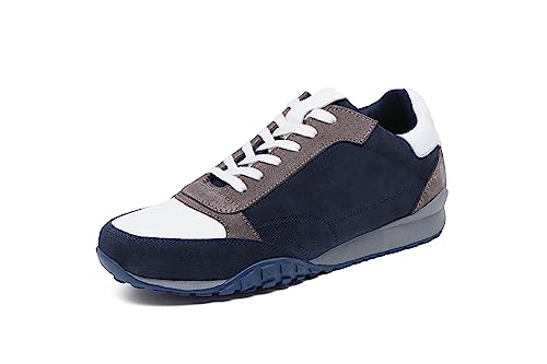 Beige Blue Casual Leather Sneaker Shoes