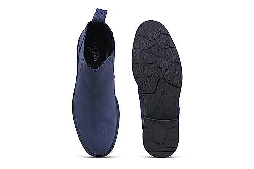 VOGUISH Blue Suede Leather Chelsea Boots For Men - Voguish