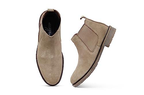 VOGUISH Tan Genuine Leather Pull On Chelsea Boots For Men - Voguish