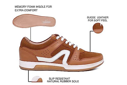 Tan Genuine Leather Casual Sneaker Shoes