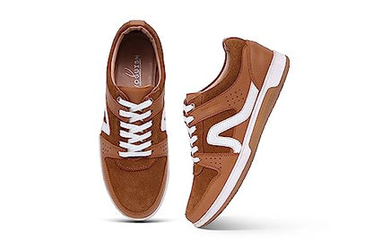 Tan Genuine Leather Casual Sneaker Shoes