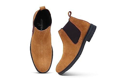 VOGUISH Men's Tan Suede Leather Chelsea Boots - Voguish