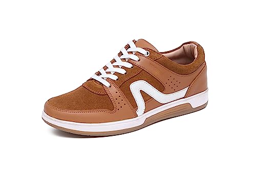 Tan Genuine Leather Casual Sneaker Shoes