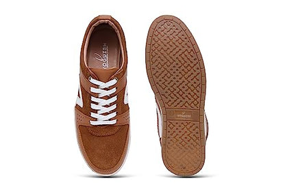 Tan Genuine Leather Casual Sneaker Shoes