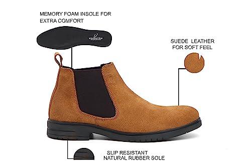 VOGUISH Men's Tan Suede Leather Chelsea Boots - Voguish