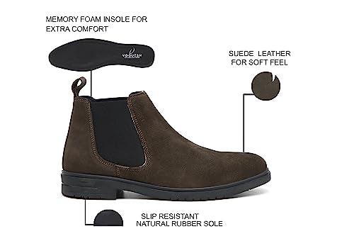 VOGUISH Men's Olive Suede Leather Chelsea Boots - Voguish