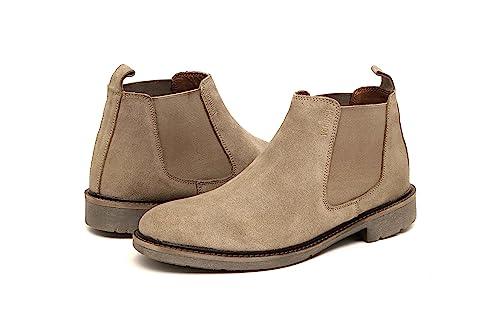 VOGUISH Tan Genuine Leather Pull On Chelsea Boots For Men - Voguish