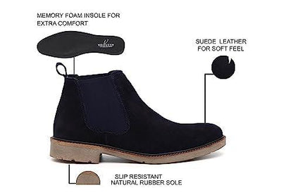 VOGUISH Black Suede Leather Chelsea Boots For Men - Voguish