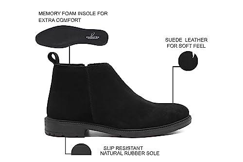 VOGUISH Black Suede Leather Chelsea Boots for Men - Voguish