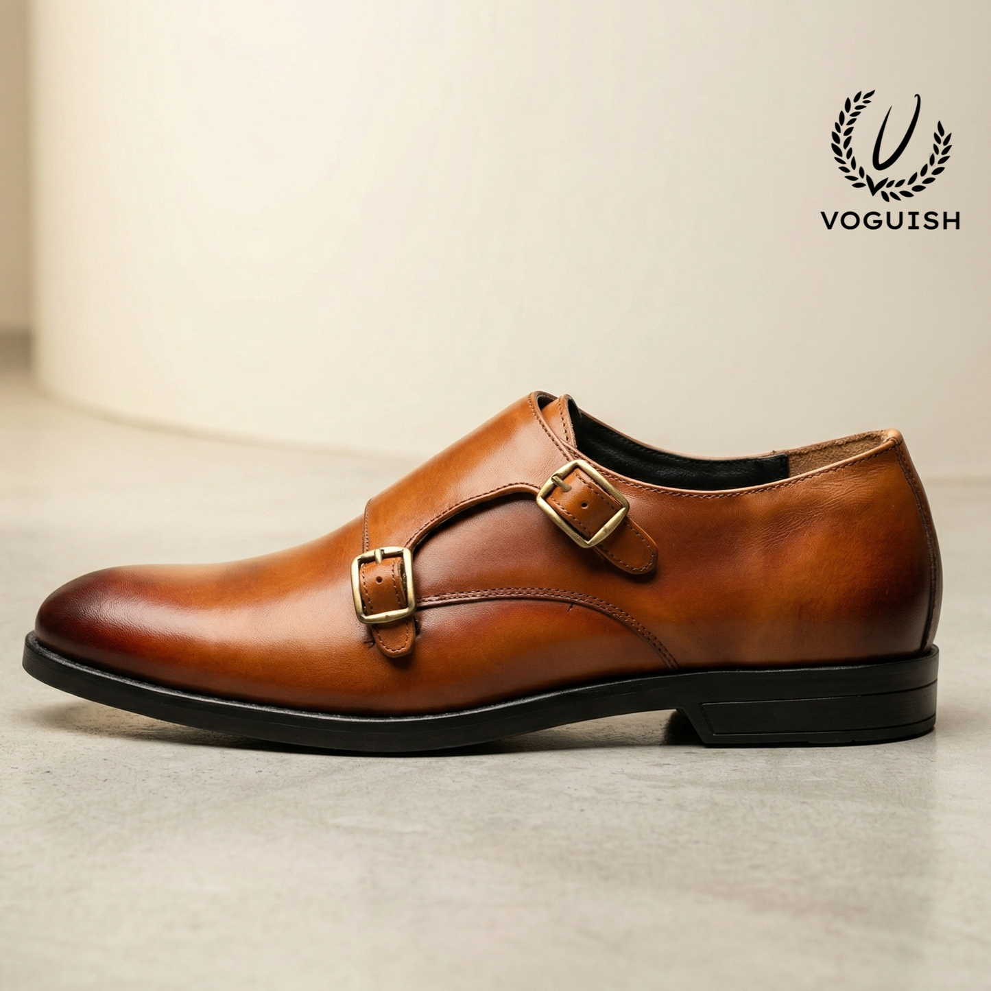 Men's Premium Leather Double Monk Strap Shoes -019