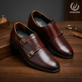 Voguish Double Monk Strap | Hand-Burnished Crust Leather Shoes - 019
