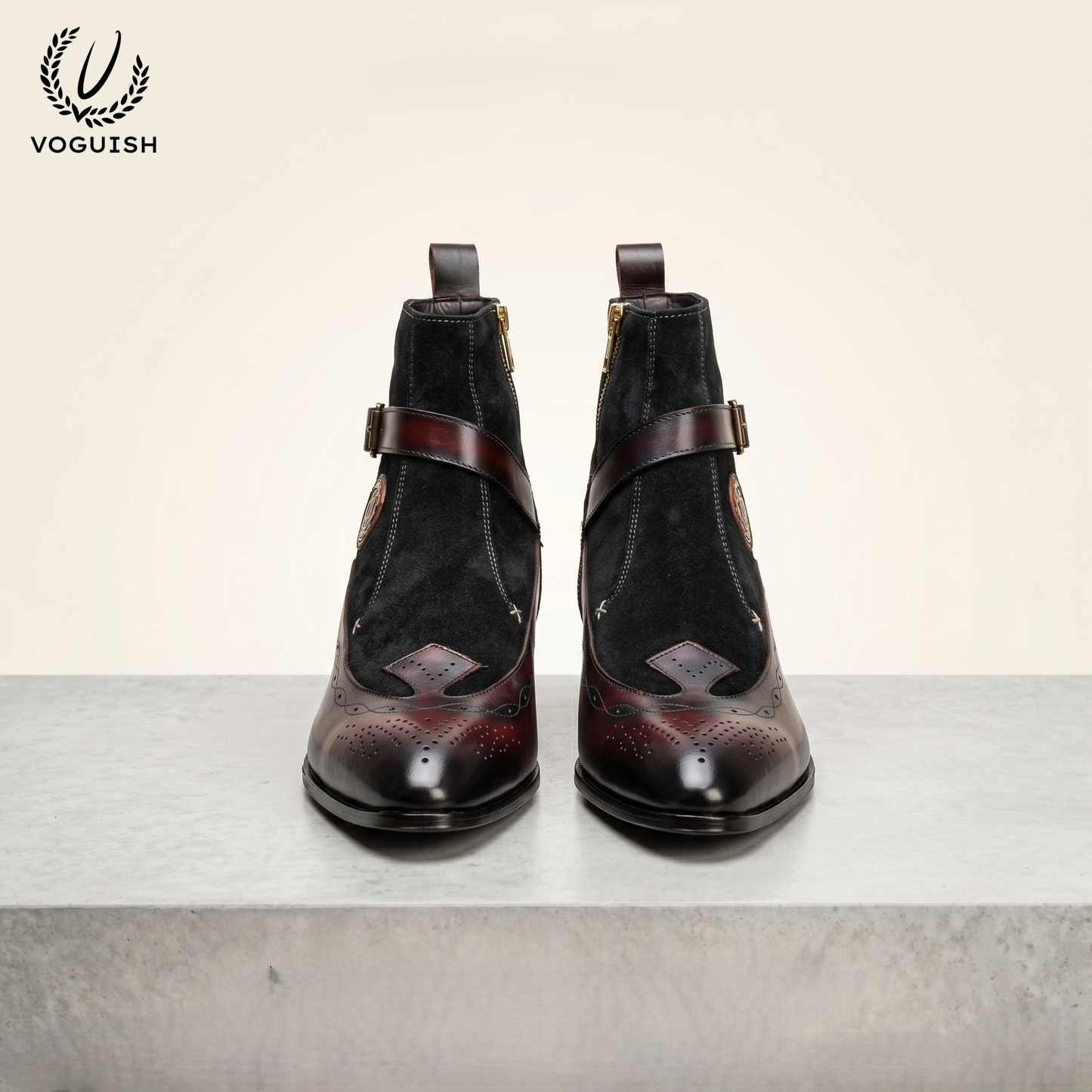 Voguish Suede & Leather Wingtip Ankle Boot -1201