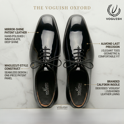 VOGUISH Premium Patent Leather Wholecut Oxfords for Men - 040