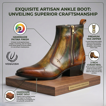 Artisan Patina Finish Leather Ankle Chelsea Boot for Men - 1060 - Product View
