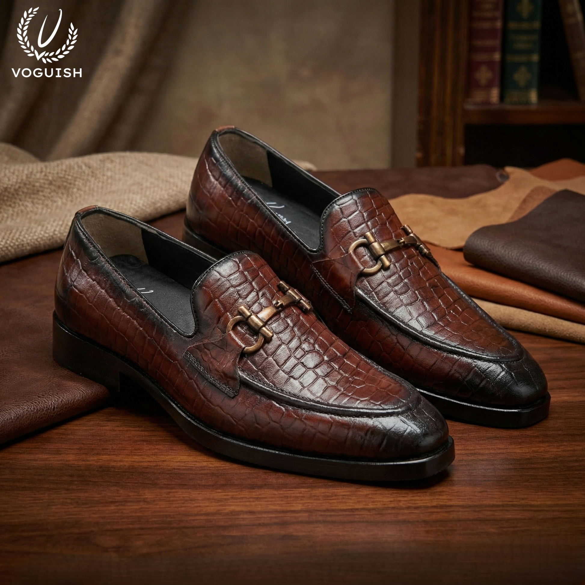 Handmade Croco Leather Horsebit Loafer for Men - IMPERIAL STEP 034 - Product View