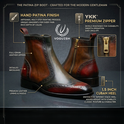 Hand-Painted Men's Leather Brogue Chelsea Boot - 1059 - Product View