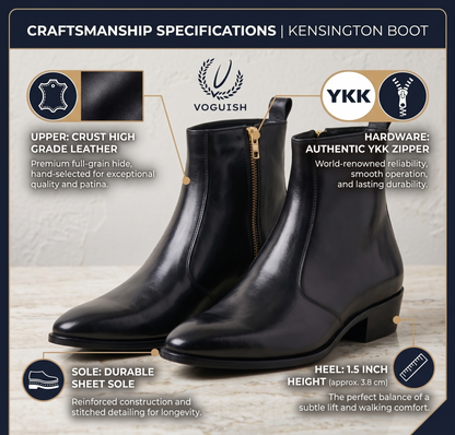 Luxury Pointed-Toe Black Leather Boots | VOGUISH -1152