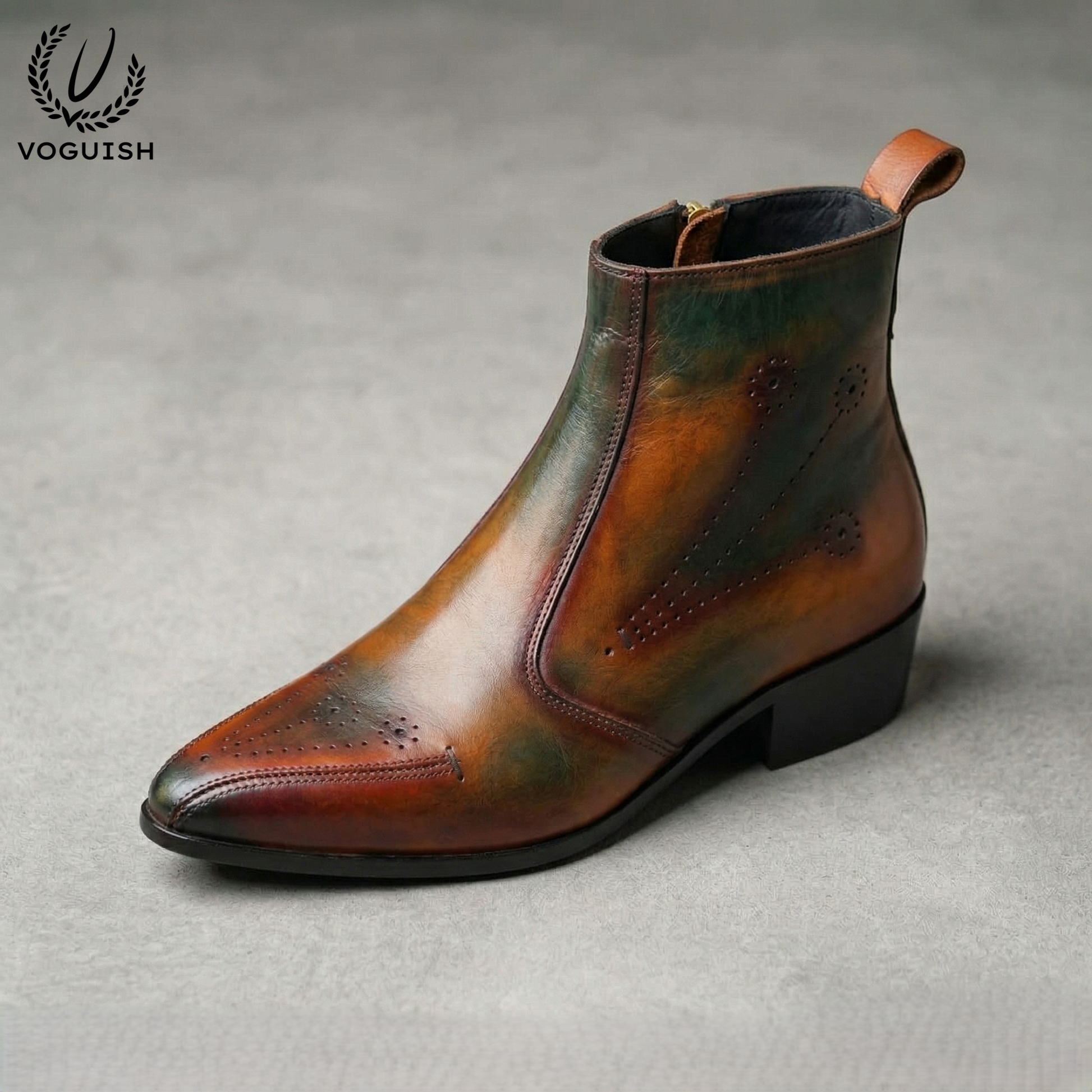 Artisan Patina Finish Leather Ankle Chelsea Boot for Men - 1060 - Product View