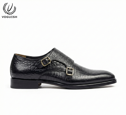 Handmade Croco Double Monk for Men - IMPERIAL STEP 033