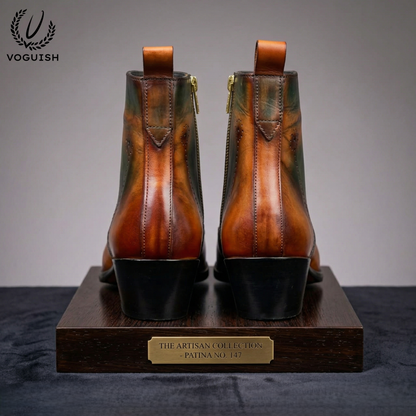 Artisan Patina Finish Leather Ankle Chelsea Boot for Men - 1060 - Product View