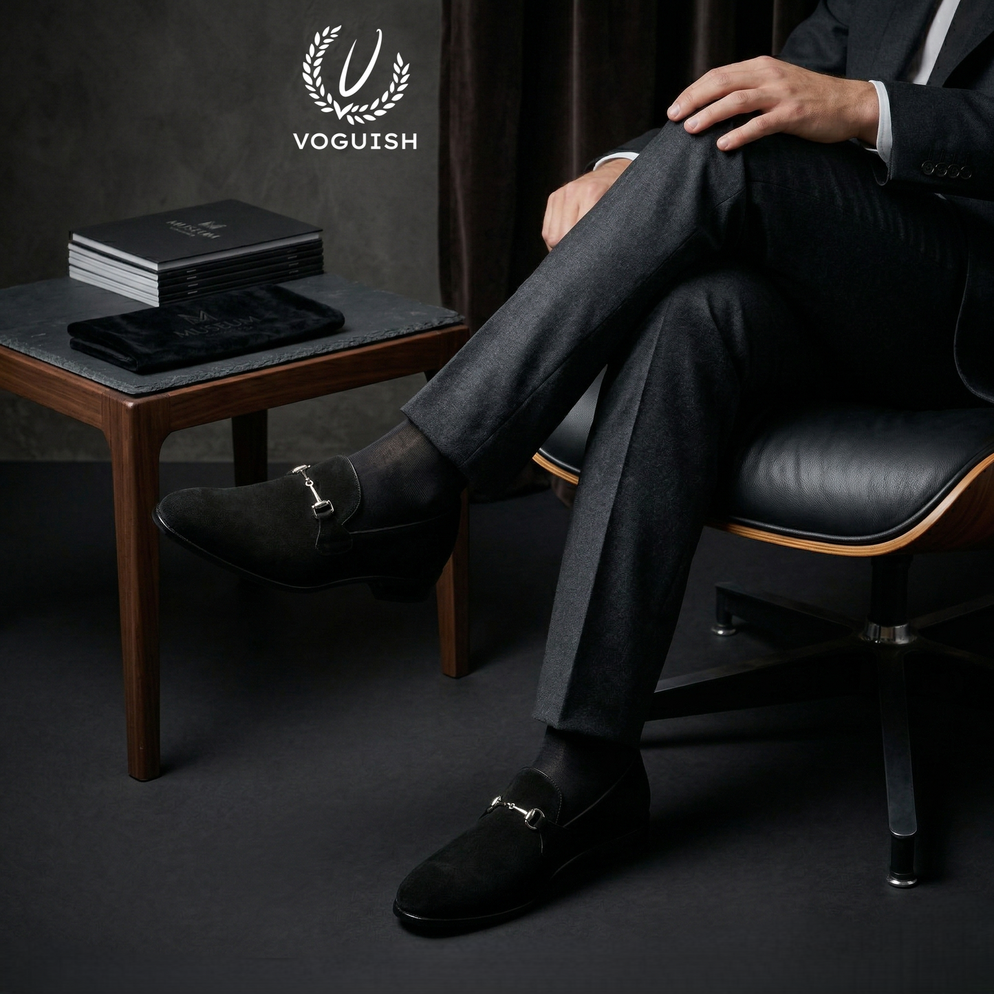Premium Black Genuine Suede Loafers for Men -018