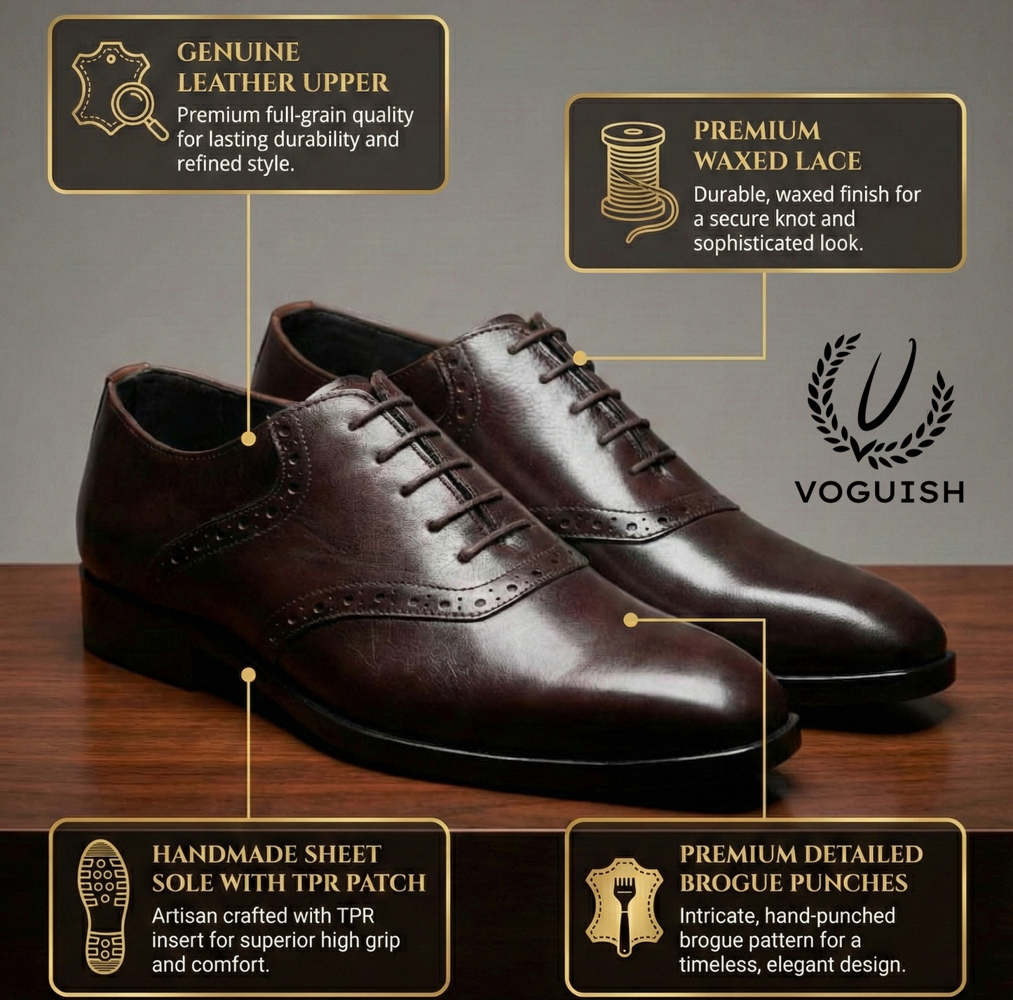 Leather Ofxord Shoe  for Men's - IMPERIALSTEP 001