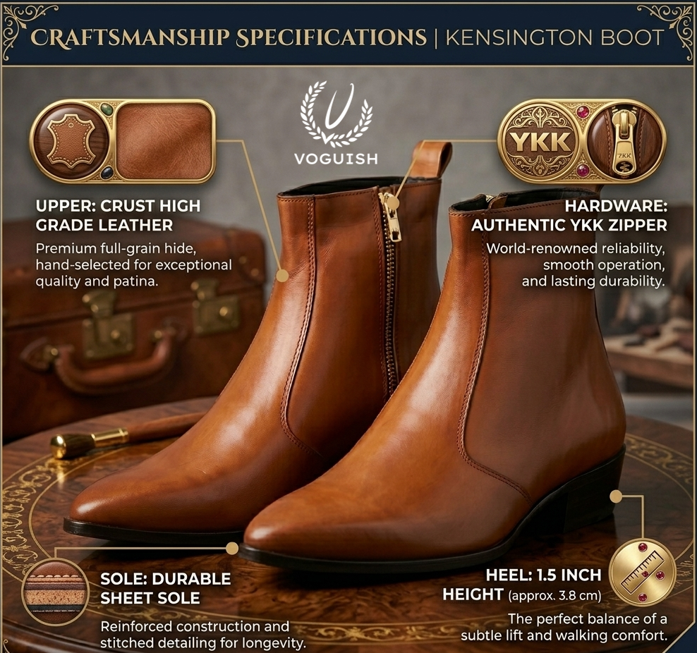 Voguish Handcrafted Italian-Style Tan Leather Boots for Men - 1152