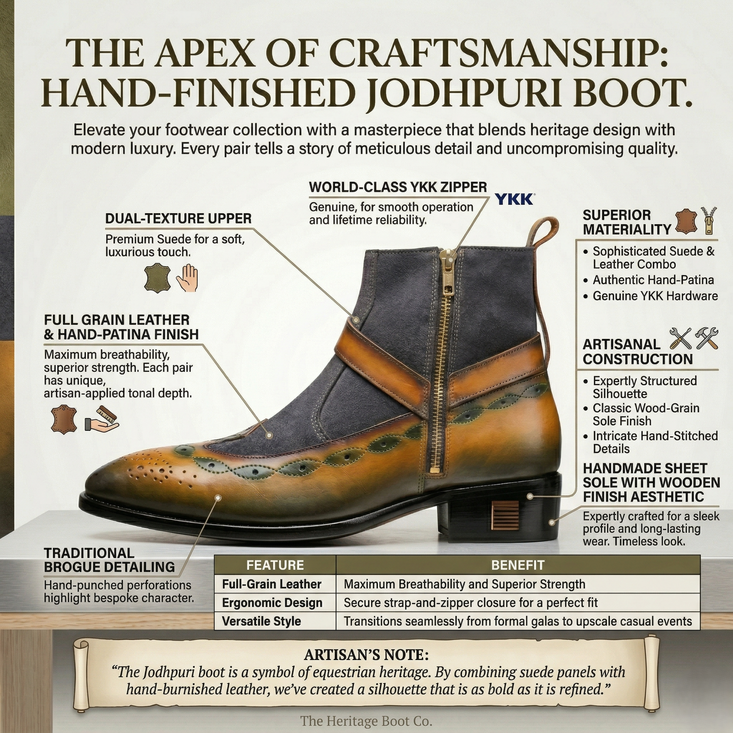 Voguish Men's Hand-Finished Leather & Suede Jodhpuri Chelsea Boots -1061 - Product View