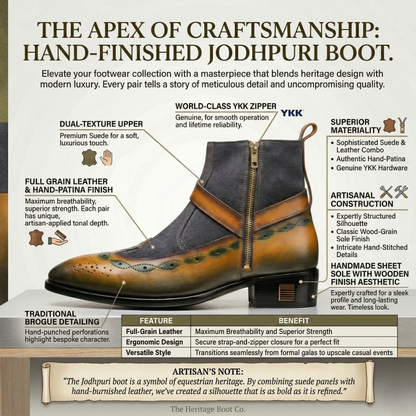 Voguish Men's Hand-Finished Leather & Suede Jodhpuri Chelsea Boots -1061 - Product View