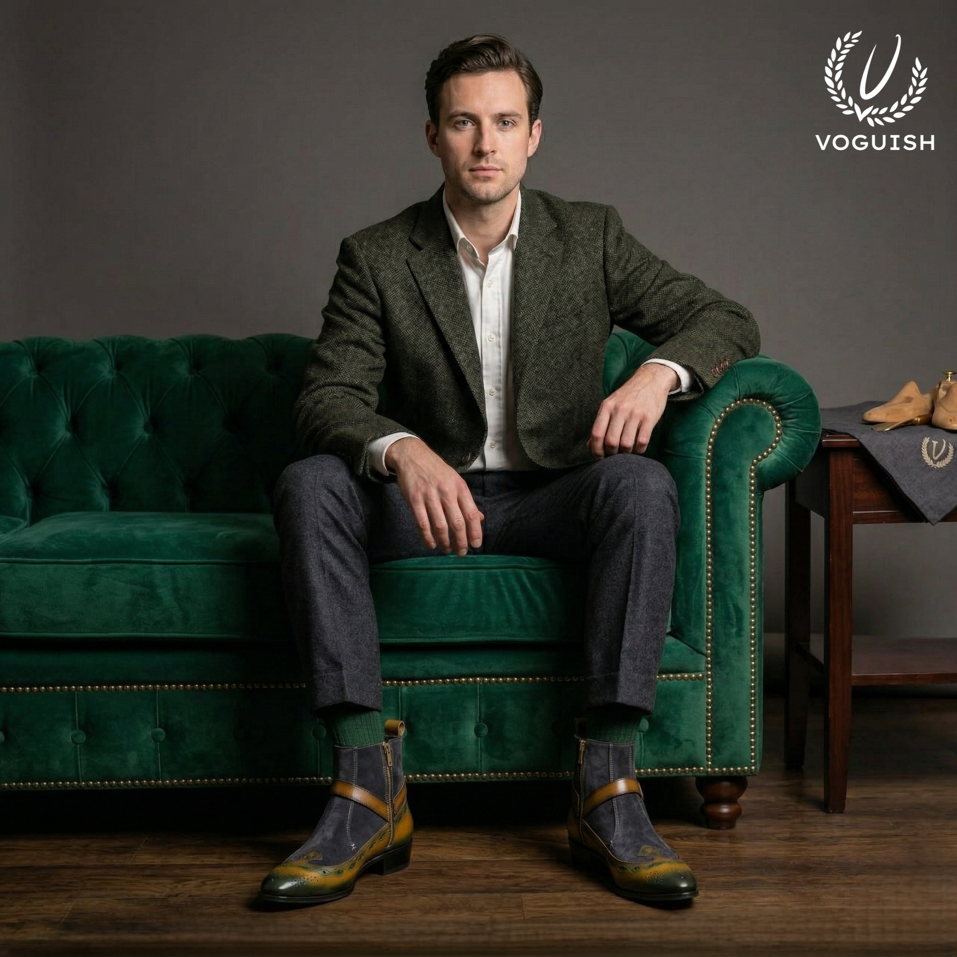 Voguish Men's Hand-Finished Leather & Suede Jodhpuri Chelsea Boots -1061 - Product View