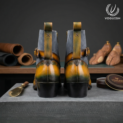 Voguish Men's Hand-Finished Leather & Suede Jodhpuri Chelsea Boots -1061 - Product View